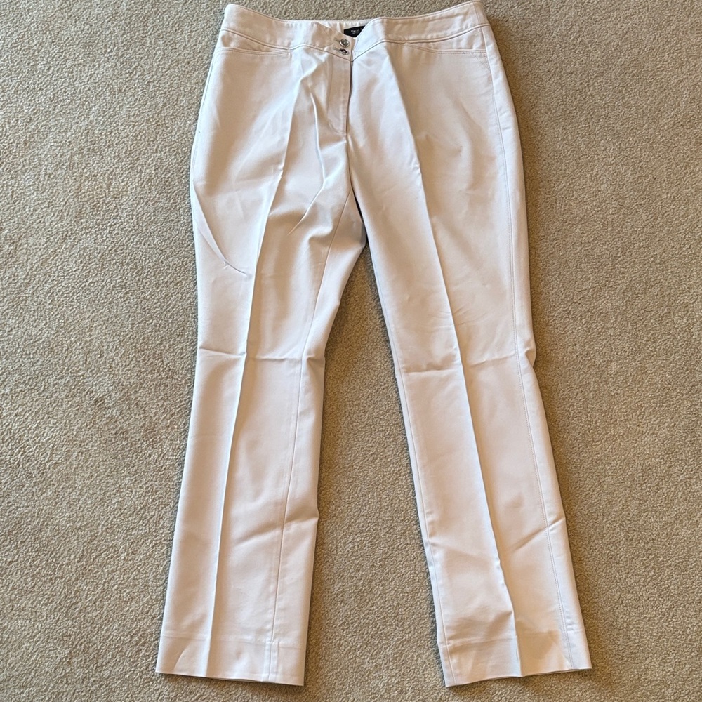 White House Black Market Women's Cream Straight Leg Pants